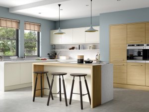 Strada Matte Porcelain and Tavola Light Oak