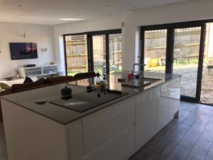 White Gloss Handleless fitted kitchen, Fairfield Park Stotfold
