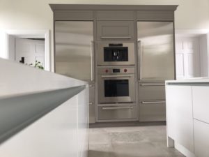 Double Kitchen Island, Matt White and Quartz worktops