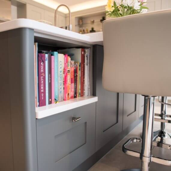 A bespoke area for storing recipe books