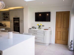Curved painted grey seperate bespoke unit