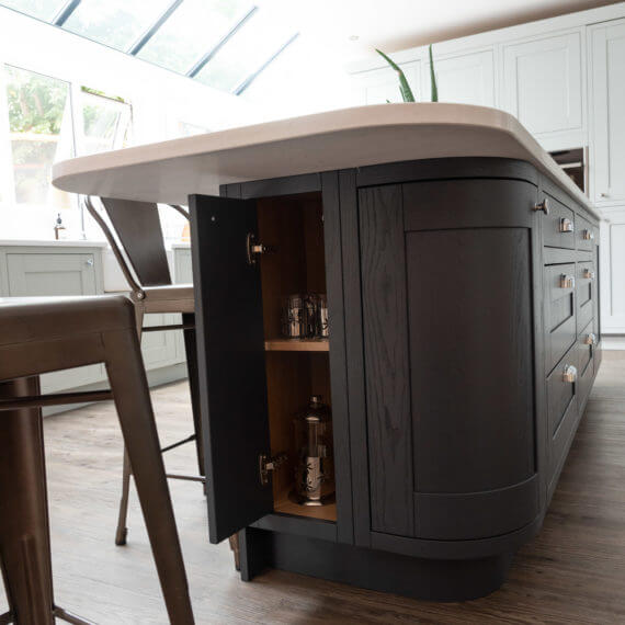 Island unit in painted charcoal