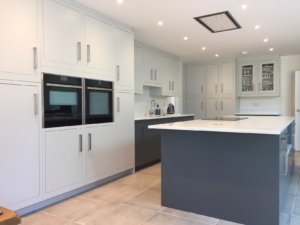 1909 Slab Door in Painted Dove Grey and Slate