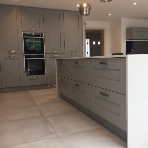 Silver Grey Shaker Kitchen fitted in Standon