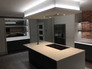 Matt white and slate kitchen fitted in Harpenden, Hertfordshire