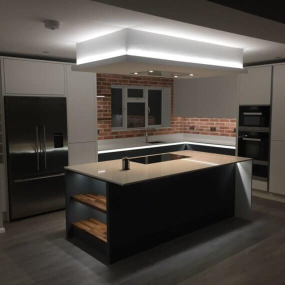 Matt white and slate kitchen fitted in Harpenden, Hertfordshire