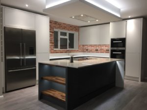 Matt white and slate kitchen fitted in Harpenden, Hertfordshire