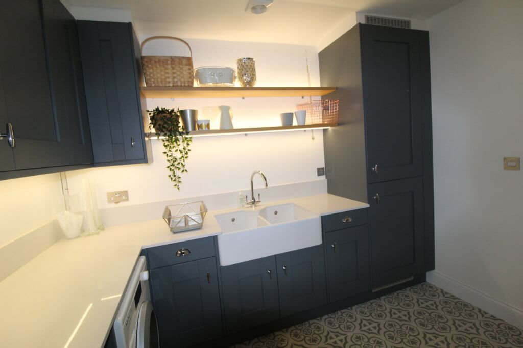 Painted Slate Utiility Room with quartz worktop