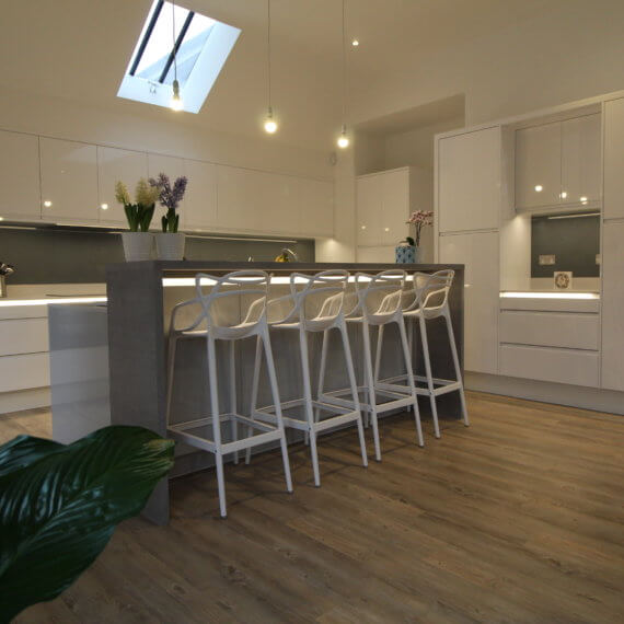 White and Dove Grey Kitchen fitted in Harpenden