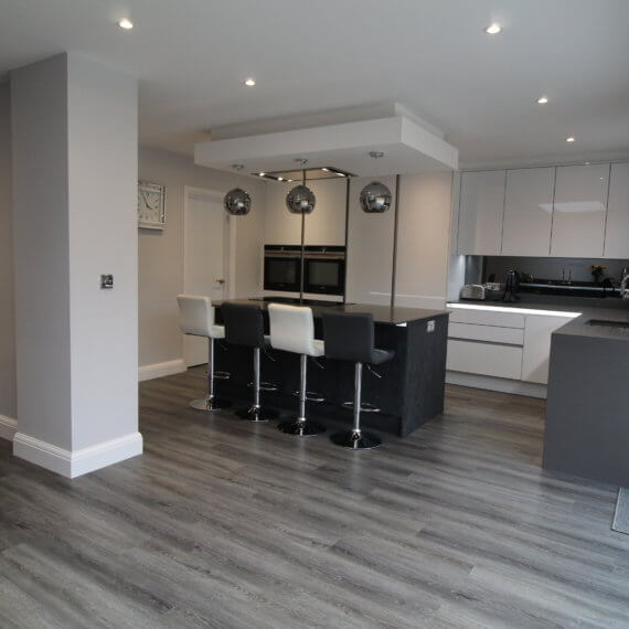 White Gloss and Graphite Kitchen