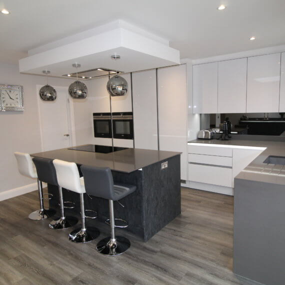 White Gloss and Graphite Kitchen