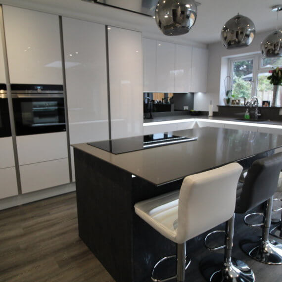 White Gloss and Graphite Kitchen