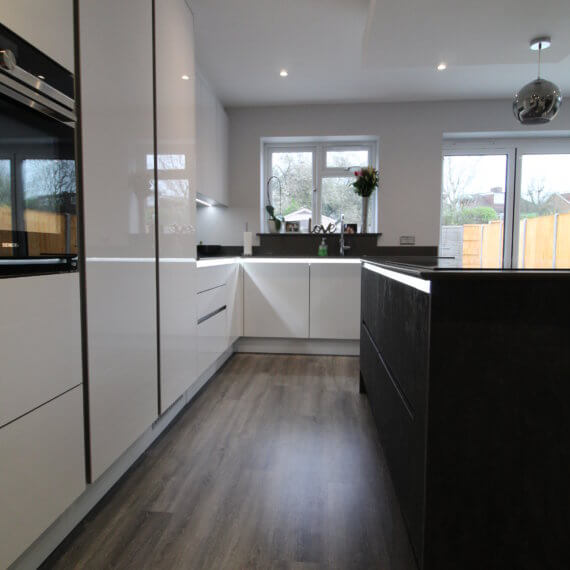 White Gloss and Graphite Kitchen
