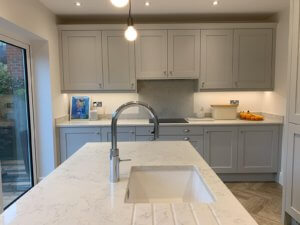 Dove Grey and Hartforth Blue Kitchen fitted in St Albans, Hertfordshire