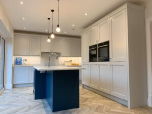 Dove Grey and Hartforth Blue Kitchen fitted in St Albans, Hertfordshire