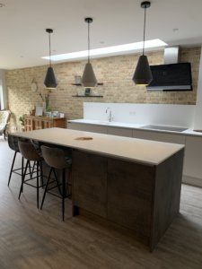 Oxide and Unity Super Matt Cashmere kitchen fitted in Hitchin, Hertfordshire