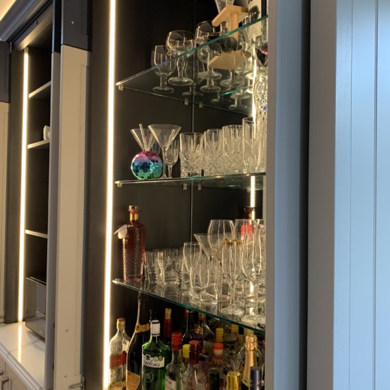 Bespoke Bar with Glass Shelving
