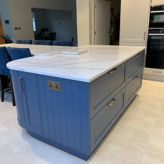 Large Kitchen Island with curve doors