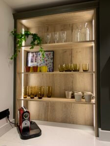 Open Shelving with strip lighting