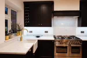 A bespoke wall unit with open shelving