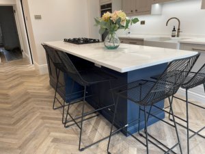 Prussian Blue Kitchen Island with Quartz Worktop