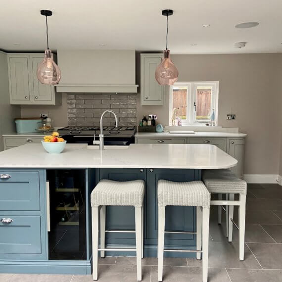 1909 kitchen in dove grey and storm blue