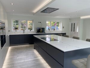 Matt Graphite and Light Grey kitchen fitted in Hitchin, Hertfordshire