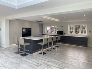 Matt Graphite and Light Grey kitchen fitted in Hitchin, Hertfordshire