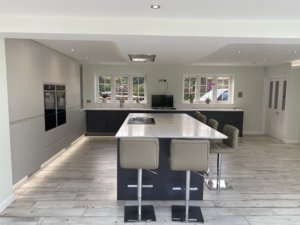 Matt Graphite and Light Grey kitchen fitted in Hitchin, Hertfordshire