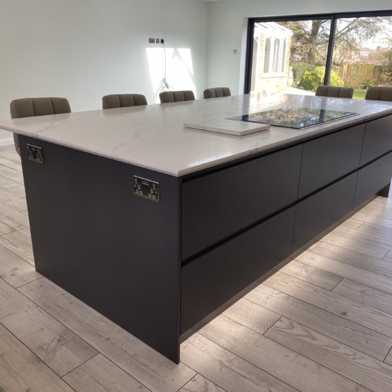 Matt Graphite and Light Grey kitchen fitted in Hitchin, Hertfordshire