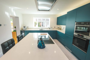 Airforce blue kitchen fitted in Knebworth, Hertfordshire