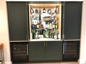 Deep Forest Green Kitchen with bar area