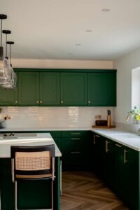 Dark Green Kitchen fitted in Hitchin, Hertfordshire
