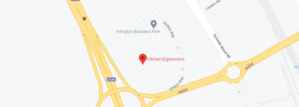 A map showing the location of Kitchen Ergonomics at Arlington Business Park, Stevenage