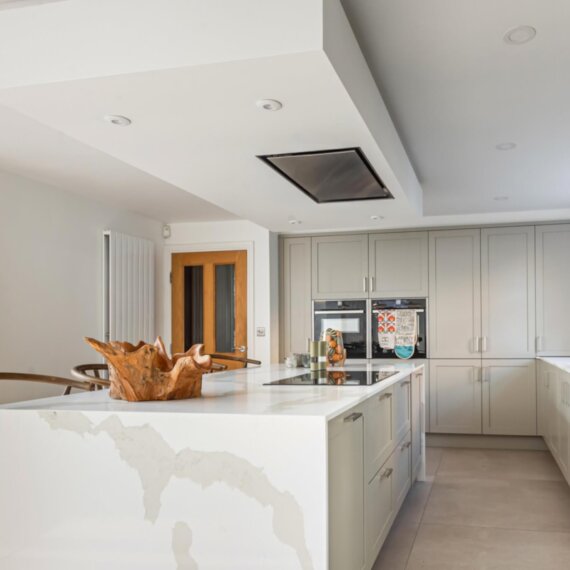 Shaker Stone Kitchen with Quartz Calcatta Maximus Worktop