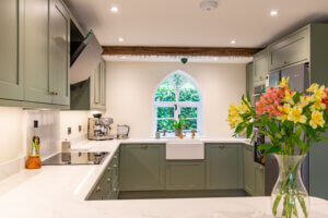 Farrow and Ball Painted Kitchen in Card Room Green