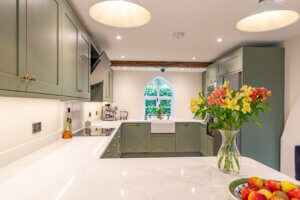 Farrow and Ball Painted Kitchen in Card Room Green